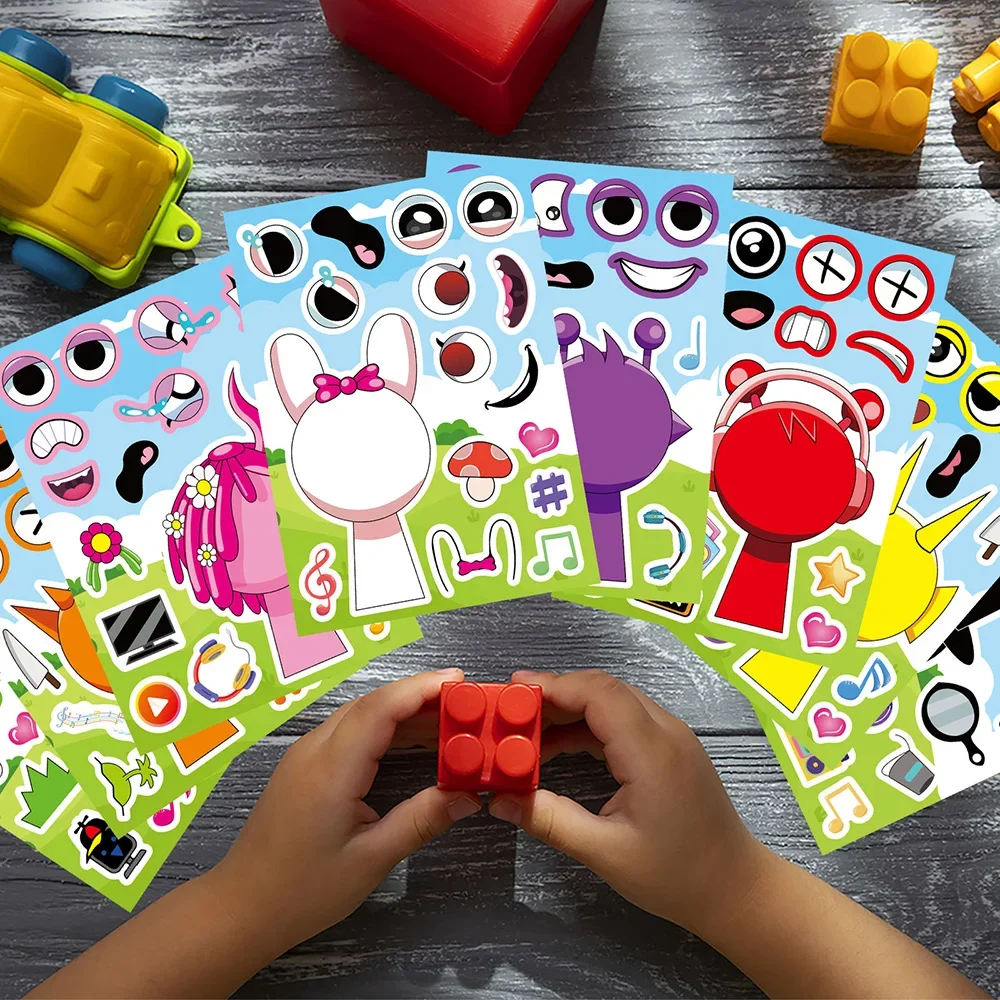 8/16Sheets Incredibox Sprunki Funny Puzzle Sticker Make a Face Decals Game Kids Toys Cartoon Assemble Jigsaw Children Party Gift 8/16Sheets Incredibox Sprunki Funny Puzzle Sticker Make a Face Decals Game Kids Toys Cartoon Assemble Jigsaw Children Party Gift