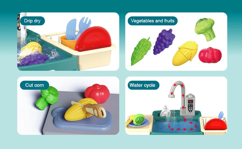 Children's Play At Home Toys Early Education Kitchen Simulation Electric Dishwashing Table Water Outlet Vegetable Washing Toys Children's Play At Home Toys Early Education Kitchen Simulation Electric Dishwashing Table Water Outlet Vegetable Washing Toys