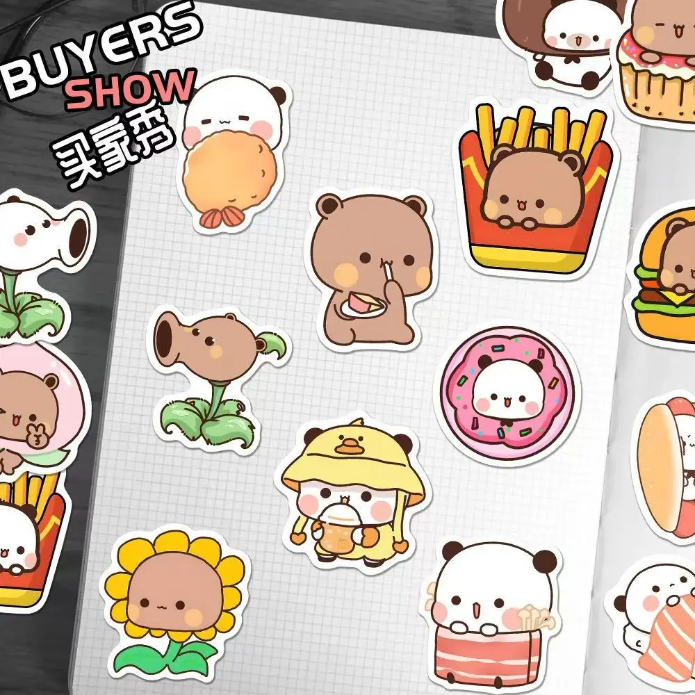 50pcs/Set Bubu And Dudu Panda Bear Sticker Food Serise Waterproof Cartoon Bear and Panda Sticker Toys 50pcs/Set Bubu And Dudu Panda Bear Sticker Food Serise Waterproof Cartoon Bear and Panda Sticker Toys
