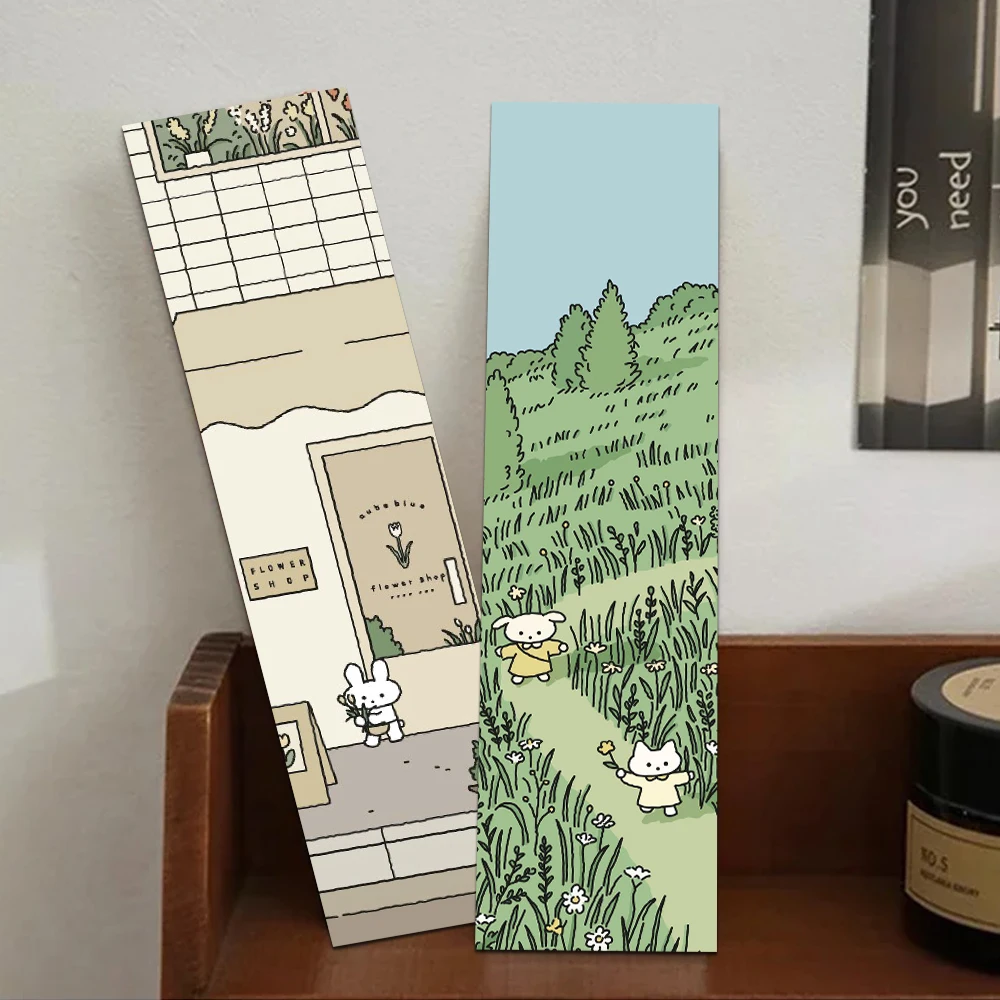 30pcs Japanese Cartoon Leisure Time Bookmarks Decoration Card Reading Pages Books Tagged Stationary Supplies Aesthetic Bookmarks