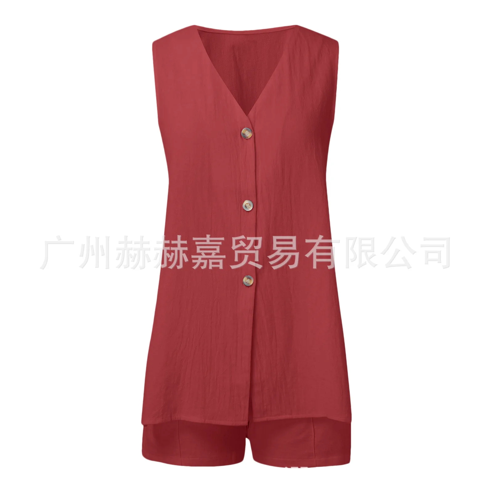 White Cotton Set For Women's Fashion Sexy Hollow Button Long Sleeveless Top Shorts Elastic Waist Comfortable Home Suit Women's White Cotton Set For Women's Fashion Sexy Hollow Button Long Sleeveless Top Shorts Elastic Waist Comfortable Home Suit Women's
