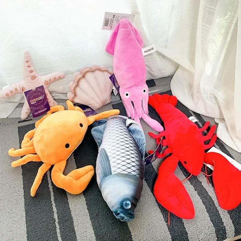 Simulation Lobster Stuffed Animal Toy Squid Crab Starfish Scallop Carp Fish Aquarium Sea Ocean Animal Marine Park Plush Doll