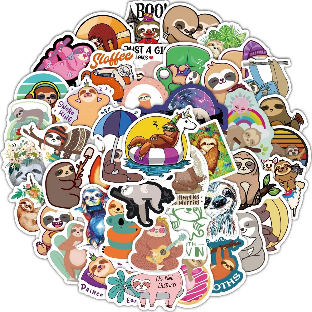 50/100pcs Cute Sloth Stickers Laptop Phone Fridge Guitar Notebook Skateboard Cartoon Graffiti Animal Sticker Decal for Kids Gift 50/100pcs Cute Sloth Stickers Laptop Phone Fridge Guitar Notebook Skateboard Cartoon Graffiti Animal Sticker Decal for Kids Gift