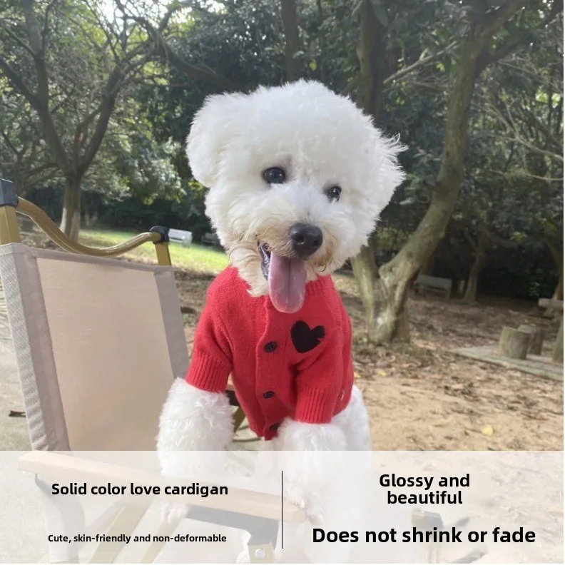 1PC Pet Clothing Spring and Autumn Dog warm Hoodie Love Sweater Suitable for Small and Medium sized Dogs cat pet