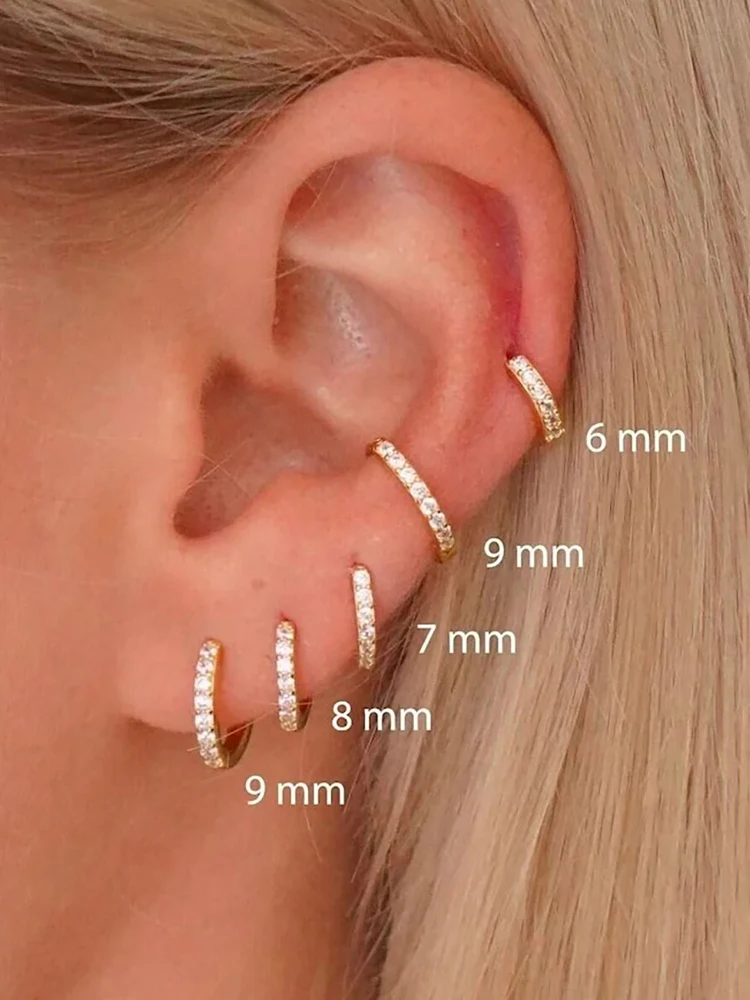 1 Pair Stainless Steel Cubic Zirconia Minimal Hoop Earrings for Women Small Huggie Thin Cartilage Helix Tragus Piercing Jewelry 1 Pair Stainless Steel Cubic Zirconia Minimal Hoop Earrings for Women Small Huggie Thin Cartilage Helix Tragus Piercing Jewelry