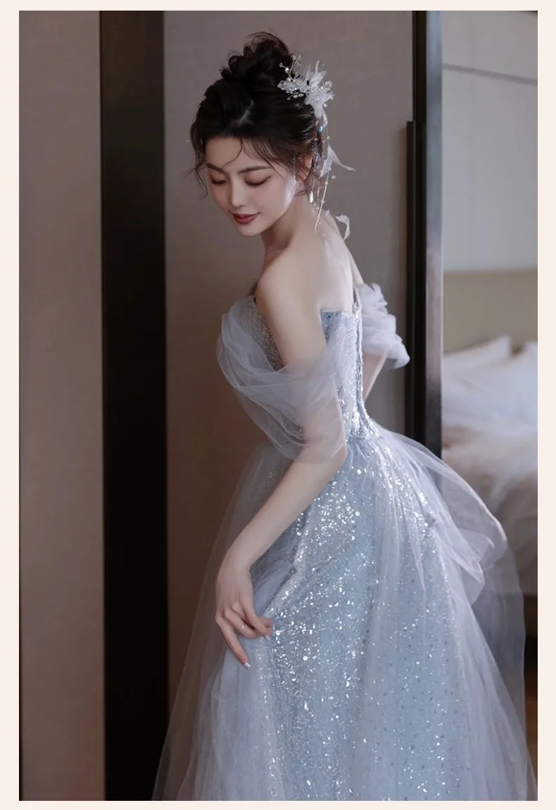 Y2k Evening Dresses Women's 2025 New Summer Banquet Long Dress Slim Sexy Light Luxury Art Test Host Adult Birthday Party Dress