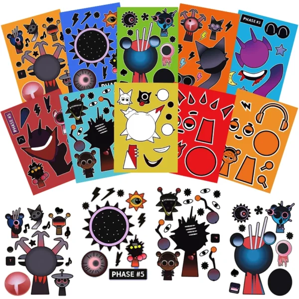 Sprunki Stickers Make-a-face DIY Stickers Make Your Own Sprunki Sticker for Class Reward, Book Decoration Kids Birthday GiftGift Sprunki Stickers Make-a-face DIY Stickers Make Your Own Sprunki Sticker for Class Reward, Book Decoration Kids Birthday GiftGift