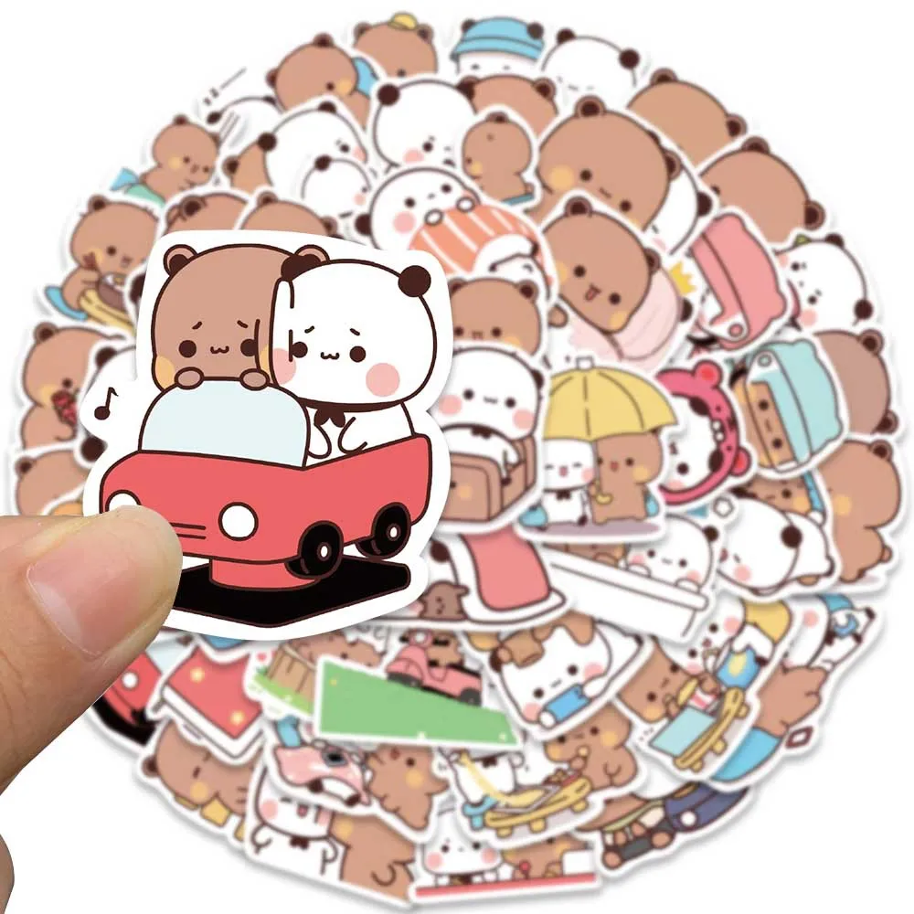 50pcs/Set Bubu And Dudu Panda Bear Sticker Food Serise Waterproof Cartoon Bear and Panda Sticker Toys 50pcs/Set Bubu And Dudu Panda Bear Sticker Food Serise Waterproof Cartoon Bear and Panda Sticker Toys