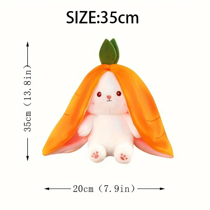 Bunny Stuffed Animal,Reversible Carrot Strawberry Bunny Plush Doll With Zipper Cute Soft Rabbit Toys Pillow Decoration Bunny Stuffed Animal,Reversible Carrot Strawberry Bunny Plush Doll With Zipper Cute Soft Rabbit Toys Pillow Decoration