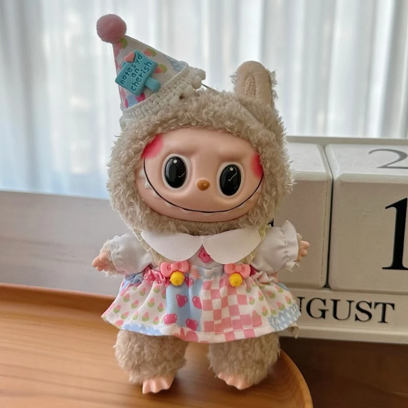 Cute Labubu Doll Jacket 17cm Mini Doll Clothing Accessories Sweatshirt Skirt Overalls Clothes Children's Toys Birthday Gift Cute Labubu Doll Jacket 17cm Mini Doll Clothing Accessories Sweatshirt Skirt Overalls Clothes Children's Toys Birthday Gift