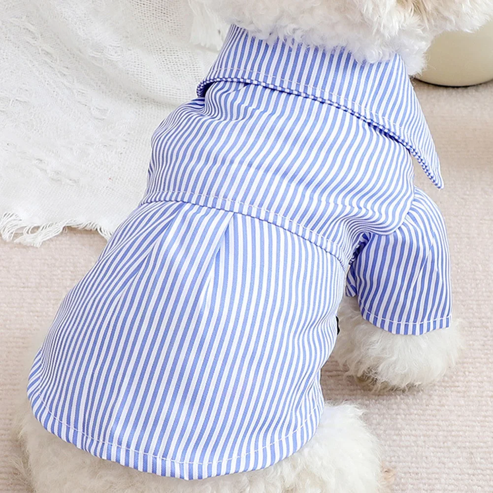 2024 Pet Dog Clothes Bowknot Striped Shirts for Dogs Clothing Cat Small Thin Summer Blue Fashion Boy Girl Chihuahua Pet Products
