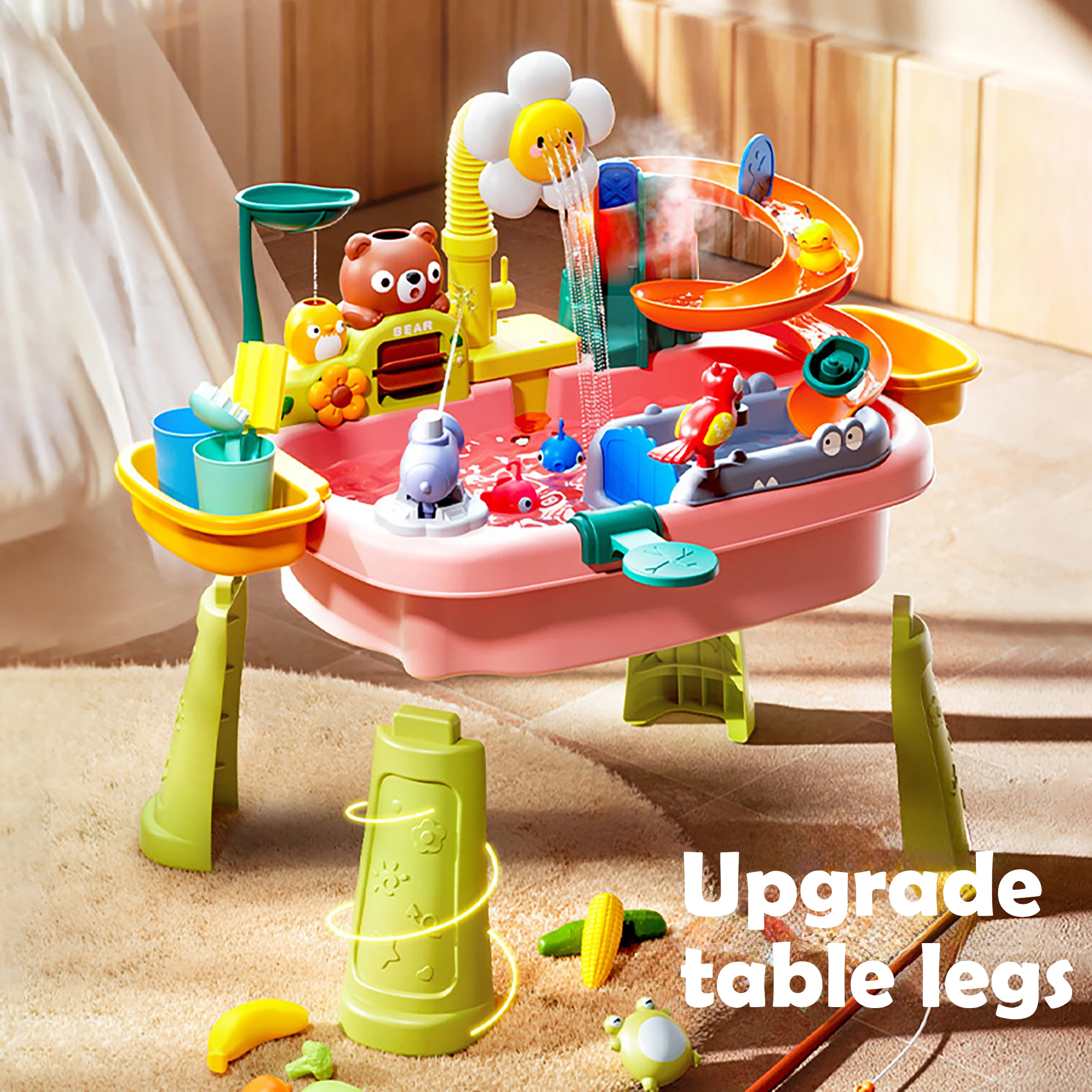 Children's Play Sink with Running Water, Mini Water Table for 3+, Upgraded Faucet and Play Dishes, Children Electric Dishwasher Children's Play Sink with Running Water, Mini Water Table for 3+, Upgraded Faucet and Play Dishes, Children Electric Dishwasher