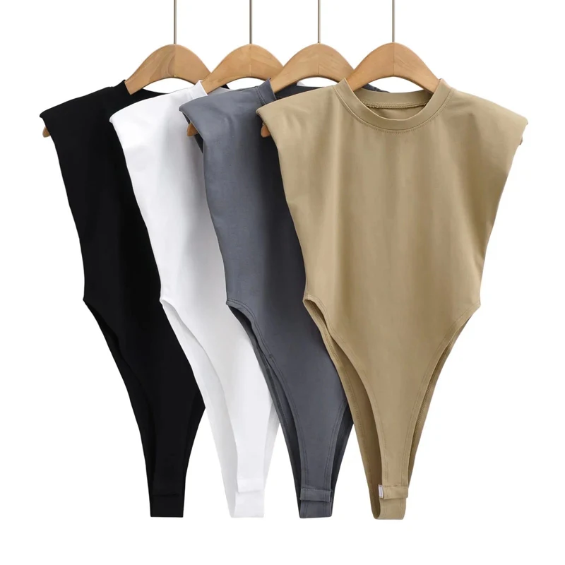 Sexy tops women Summer one-pieces bodycon bodysuit padded shoulder bodysuit black sleeveless body suits for women white Sexy tops women Summer one-pieces bodycon bodysuit padded shoulder bodysuit black sleeveless body suits for women white