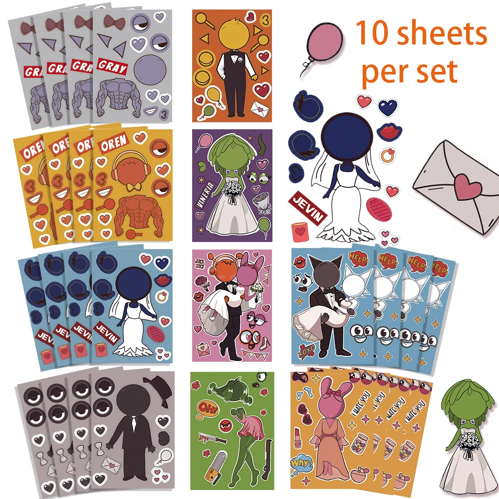 10 Sheets Sprunki Stickers Make A Face Puzzle Stickers Cartoon Parent-child Interactive Puzzle Ledger DIY Face Stickers Kid Gift 10 Sheets Sprunki Stickers Make A Face Puzzle Stickers Cartoon Parent-child Interactive Puzzle Ledger DIY Face Stickers Kid Gift
