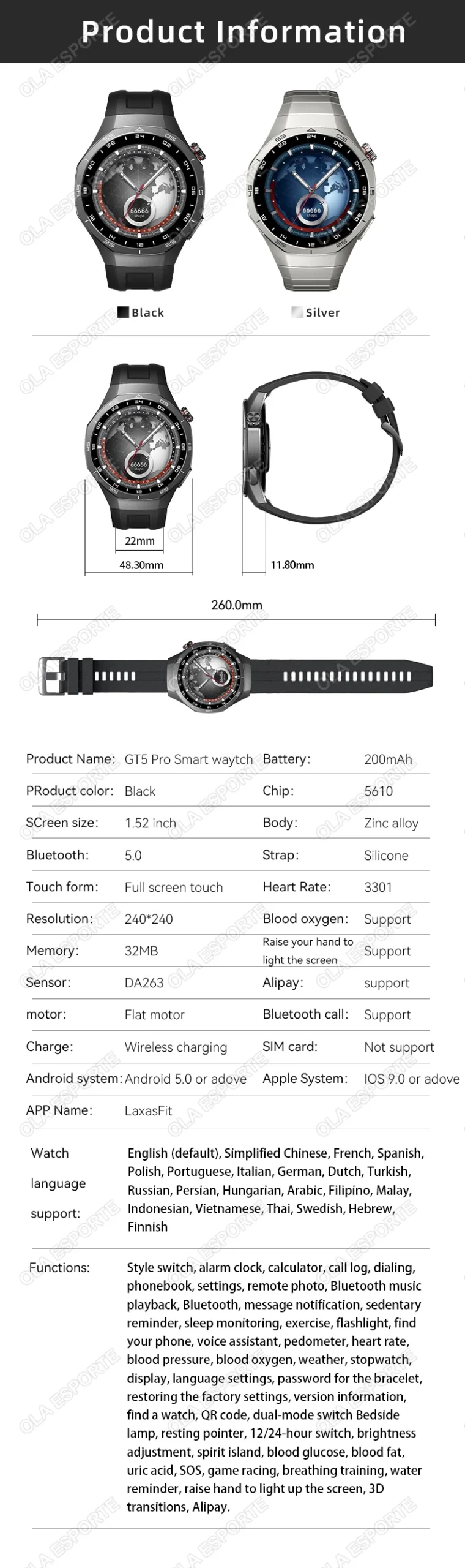Watch 5 Pro Smart Watch for Huawei GT 5 Pro Smartwatch Gift Sport Watches Men Women Bluetooth Phone Call WristWatch GPS Band NEW Watch 5 Pro Smart Watch for Huawei GT 5 Pro Smartwatch Gift Sport Watches Men Women Bluetooth Phone Call WristWatch GPS Band NEW