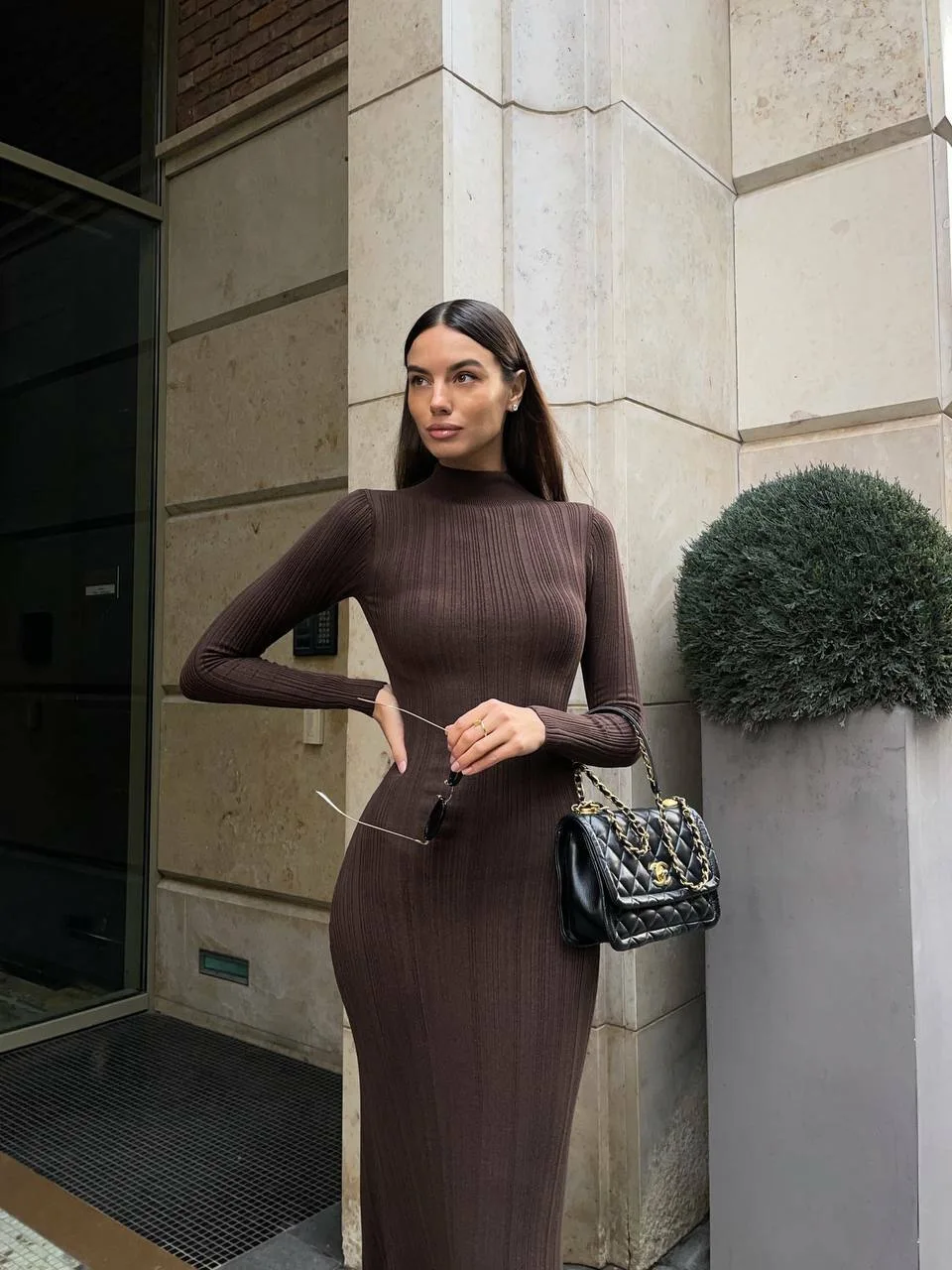 Women Elegant Long Sleeve Knitted Maxi Dress High Neck Bottoming Striped Sweater Slim Long Dress Bodycon Party Club Streetwear Women Elegant Long Sleeve Knitted Maxi Dress High Neck Bottoming Striped Sweater Slim Long Dress Bodycon Party Club Streetwear