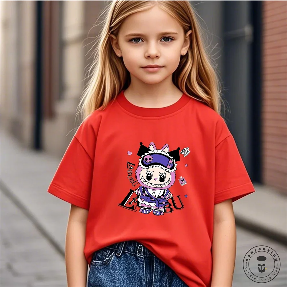 Labubu Girl Short Sleeve T Shirt Cute Print Baby Cotton Tee Tops Cartoon Toddler T-Shirts Summer Children Clothes Birthday Gift Labubu Girl Short Sleeve T Shirt Cute Print Baby Cotton Tee Tops Cartoon Toddler T-Shirts Summer Children Clothes Birthday Gift