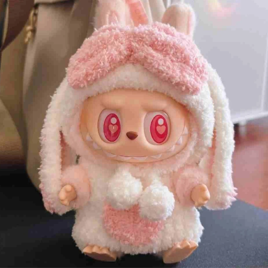 For 17cm Labubu Dolls Accessories DIY Doll Clothes Heartbeat Long Eared Furry Rabbit Costume Cartoon Dress Up Labubu Outfit For 17cm Labubu Dolls Accessories DIY Doll Clothes Heartbeat Long Eared Furry Rabbit Costume Cartoon Dress Up Labubu Outfit