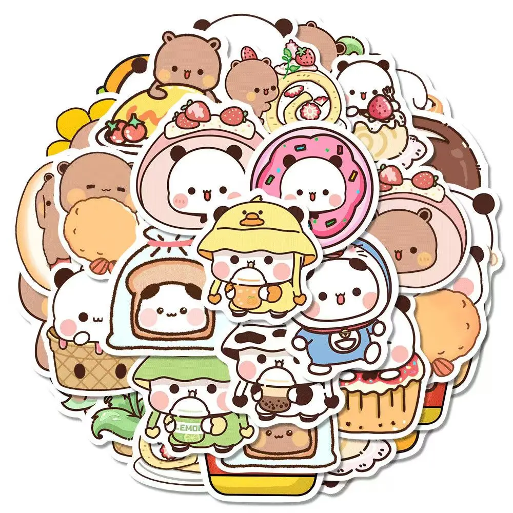 50pcs/Set Bubu And Dudu Panda Bear Sticker Food Serise Waterproof Cartoon Bear and Panda Sticker Toys 50pcs/Set Bubu And Dudu Panda Bear Sticker Food Serise Waterproof Cartoon Bear and Panda Sticker Toys