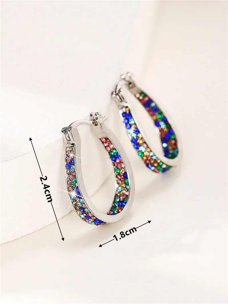 Huitan Colorful CZ Hoop Earrings Women Fashion Ear Hoop Accessories Luxury Bridal Wedding Earrings Statement Jewelry Drop Ship Huitan Colorful CZ Hoop Earrings Women Fashion Ear Hoop Accessories Luxury Bridal Wedding Earrings Statement Jewelry Drop Ship