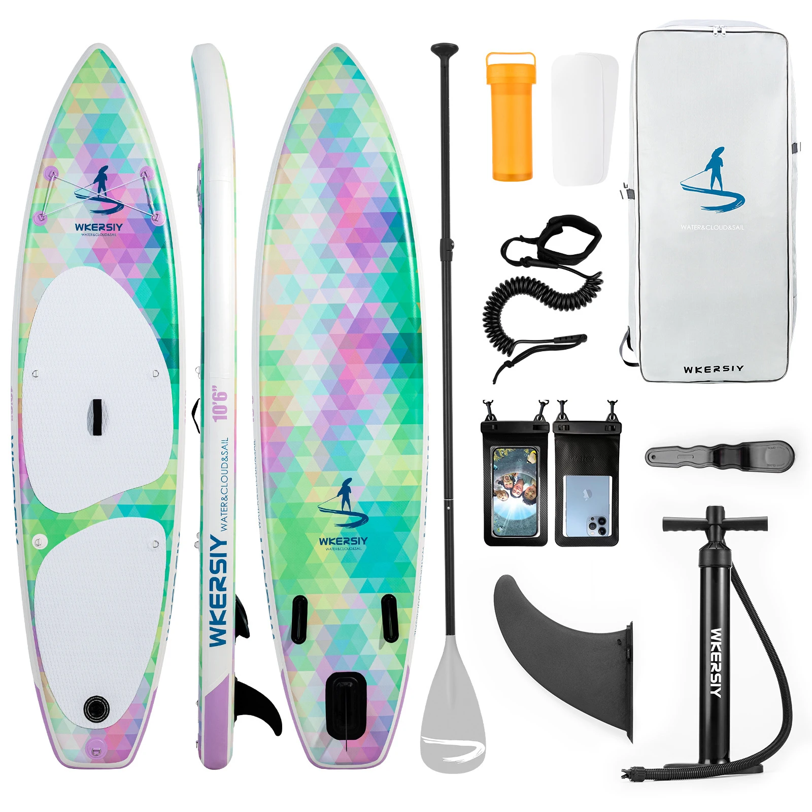 320cm Inflatable Stand Up Paddle Board SUP Board with Removable Fin for Adults/ Kids for Water Sports Surfing
