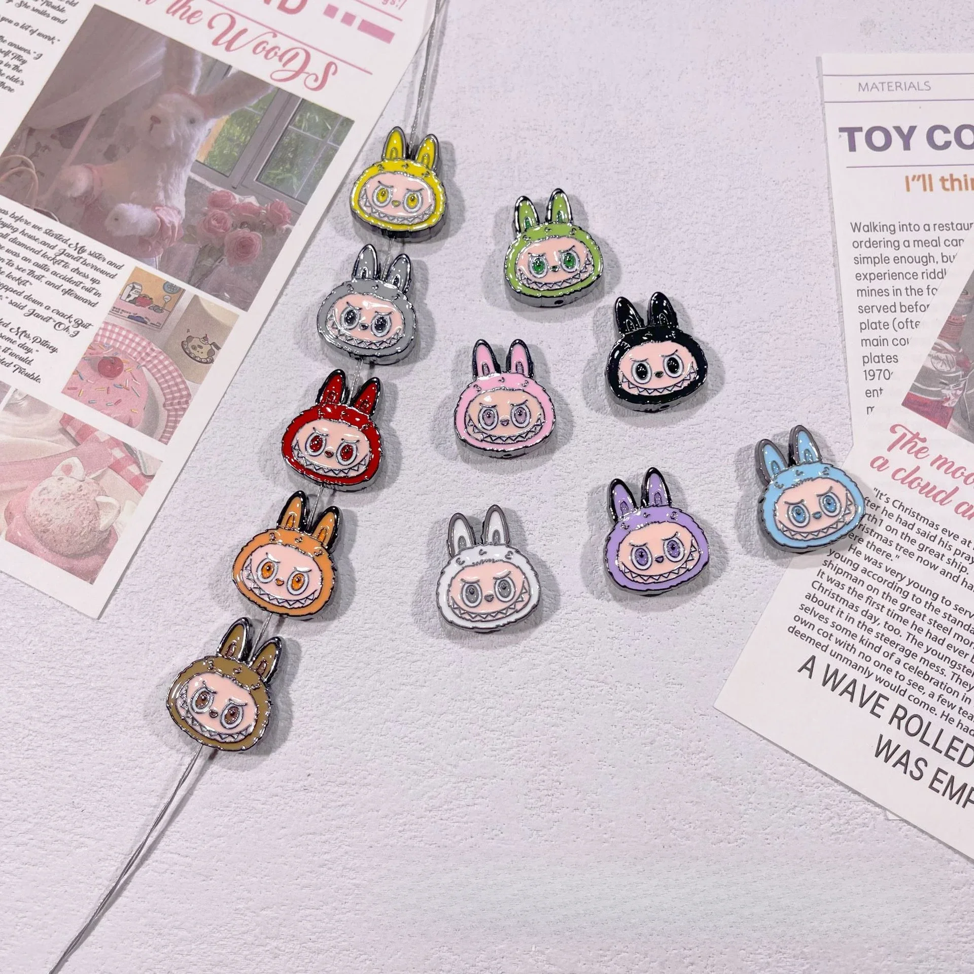 Colorful Alloy Drip Oil Vertical Hole Multi-color Cartoon Bead DIY Accessories Mobile Phone Chain Keychain Pendant Material