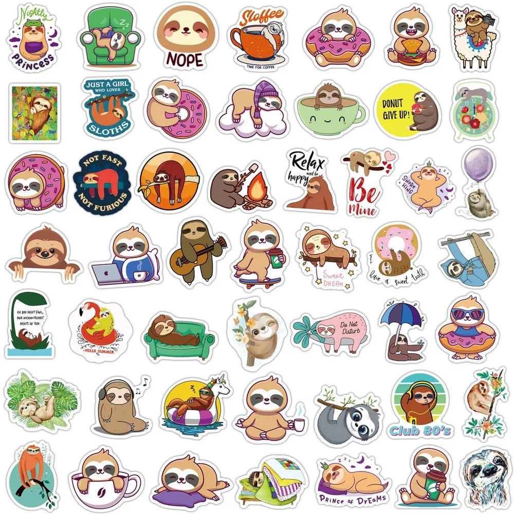 50/100pcs Cute Sloth Stickers Laptop Phone Fridge Guitar Notebook Skateboard Cartoon Graffiti Animal Sticker Decal for Kids Gift 50/100pcs Cute Sloth Stickers Laptop Phone Fridge Guitar Notebook Skateboard Cartoon Graffiti Animal Sticker Decal for Kids Gift
