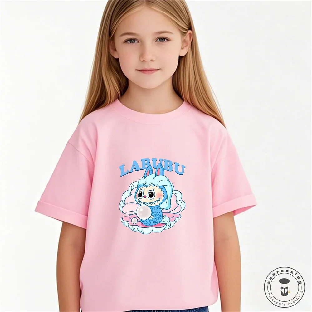 Labubu Girl Short Sleeve T Shirt Cute Print Baby Cotton Tee Tops Cartoon Toddler T-Shirts Summer Children Clothes Birthday Gift Labubu Girl Short Sleeve T Shirt Cute Print Baby Cotton Tee Tops Cartoon Toddler T-Shirts Summer Children Clothes Birthday Gift