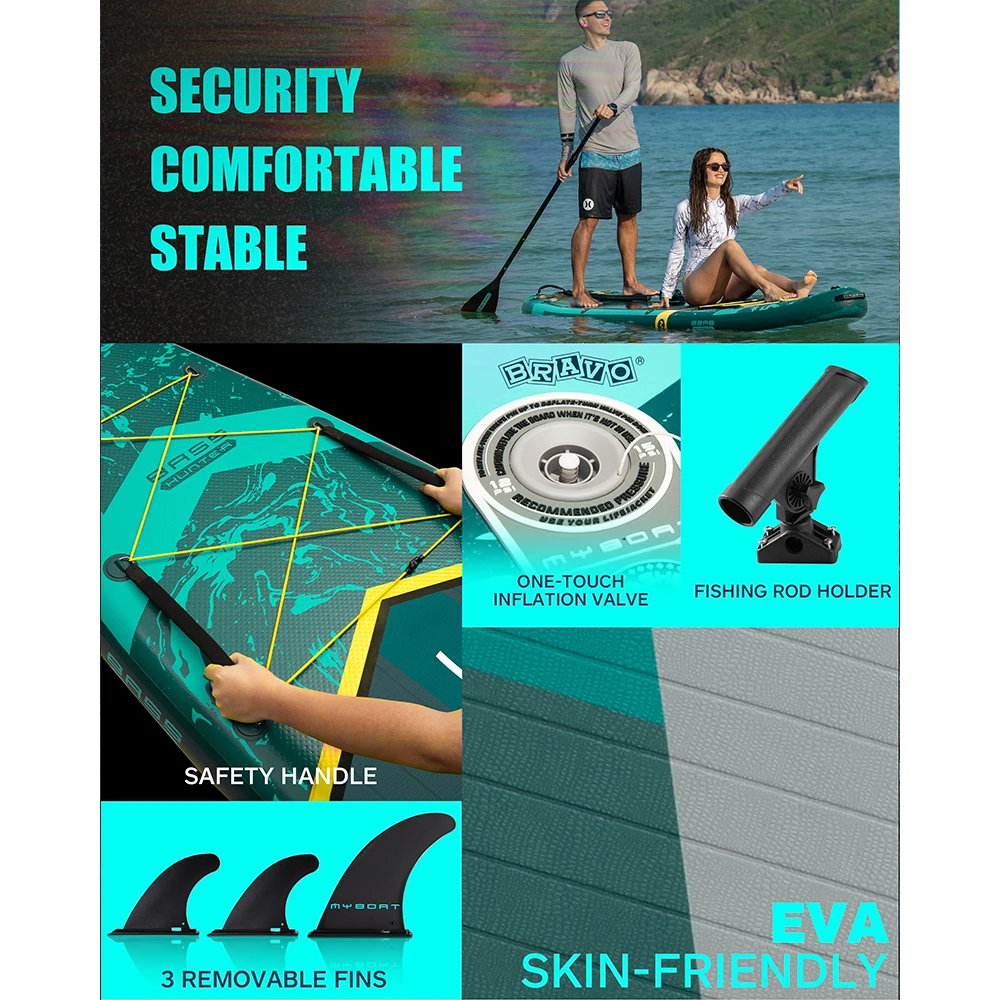 Myboat SUB Waterproof Inflatable Paddle Board 11'6''x35''x6''Adult Standing Style Aquatic Fishing With Accessories SUP сапборд Myboat SUB Waterproof Inflatable Paddle Board 11'6''x35''x6''Adult Standing Style Aquatic Fishing With Accessories SUP сапборд