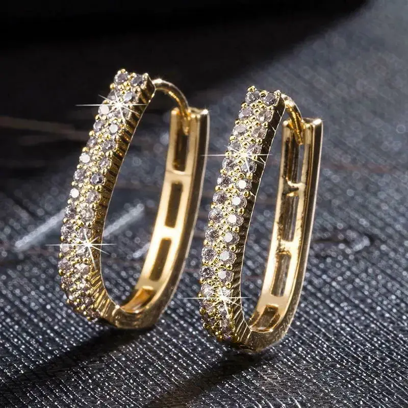 Huitan Fashion Silver Color Cross Hoop Earrings for Women Full Crystal Cubic Zirconia Statement Female Earrings Trends Jewelry Huitan Fashion Silver Color Cross Hoop Earrings for Women Full Crystal Cubic Zirconia Statement Female Earrings Trends Jewelry