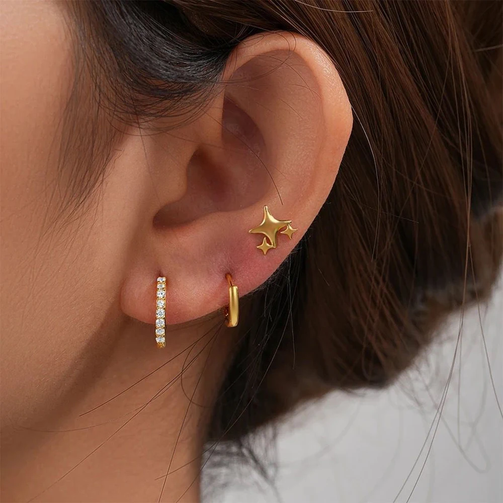 1 Pair Stainless Steel Cubic Zirconia Minimal Hoop Earrings for Women Small Huggie Thin Cartilage Helix Tragus Piercing Jewelry 1 Pair Stainless Steel Cubic Zirconia Minimal Hoop Earrings for Women Small Huggie Thin Cartilage Helix Tragus Piercing Jewelry