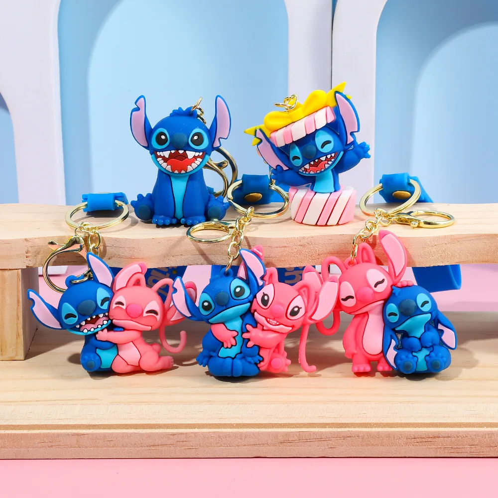 MINISO Cartoon Stitch and Angel Keychains Matching Couple Toys for Accessories Bag Key Chain Ring Jewelry Retro Gifts Keyrings MINISO Cartoon Stitch and Angel Keychains Matching Couple Toys for Accessories Bag Key Chain Ring Jewelry Retro Gifts Keyrings