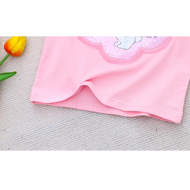 Sanrio Girl Short Sleeve T-Shirt Hello Kitty Kuromi Cinnamoroll Girls' Cotton Material T-shirt Multi Colored Cartoon Pattern Top