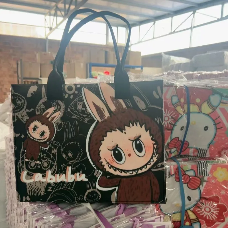Labubu Creative Cartoon Anime Periphery Cute Print Student One Shoulder Hand Felt Bag Portable Open Large Capacity Travel Bag Labubu Creative Cartoon Anime Periphery Cute Print Student One Shoulder Hand Felt Bag Portable Open Large Capacity Travel Bag