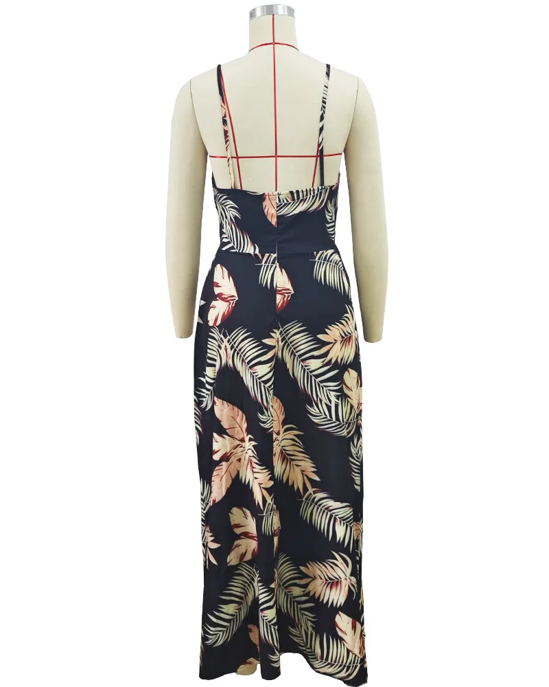 Long Dress Women's 2024 Summer Sleeveless Sexy Suspender V-Neck Slit Printed Dress Long Dress Women's 2024 Summer Sleeveless Sexy Suspender V-Neck Slit Printed Dress