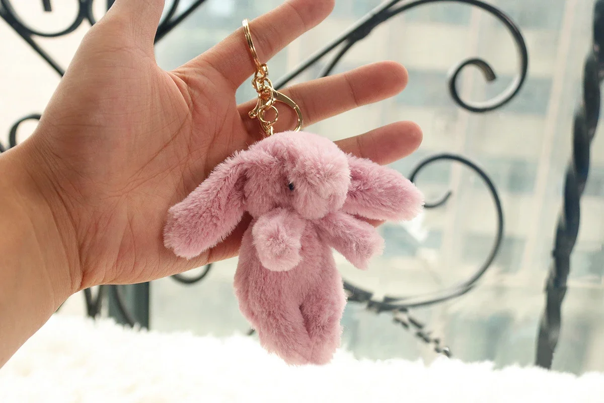 Stuffed Animals Cute Cartoon Rabbit Keychain Love Pompom Trinket Toy Girl Bag Car Keychain Mobile Phone Pendant Jewelry Gift Stuffed Animals Cute Cartoon Rabbit Keychain Love Pompom Trinket Toy Girl Bag Car Keychain Mobile Phone Pendant Jewelry Gift