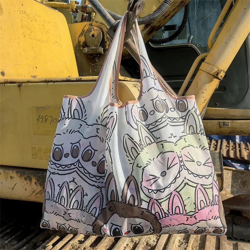 New Labubu Supermarket Shopping Bag Large Capacity Bag Cartoon Portable Cloth Bag Shoulder Bag