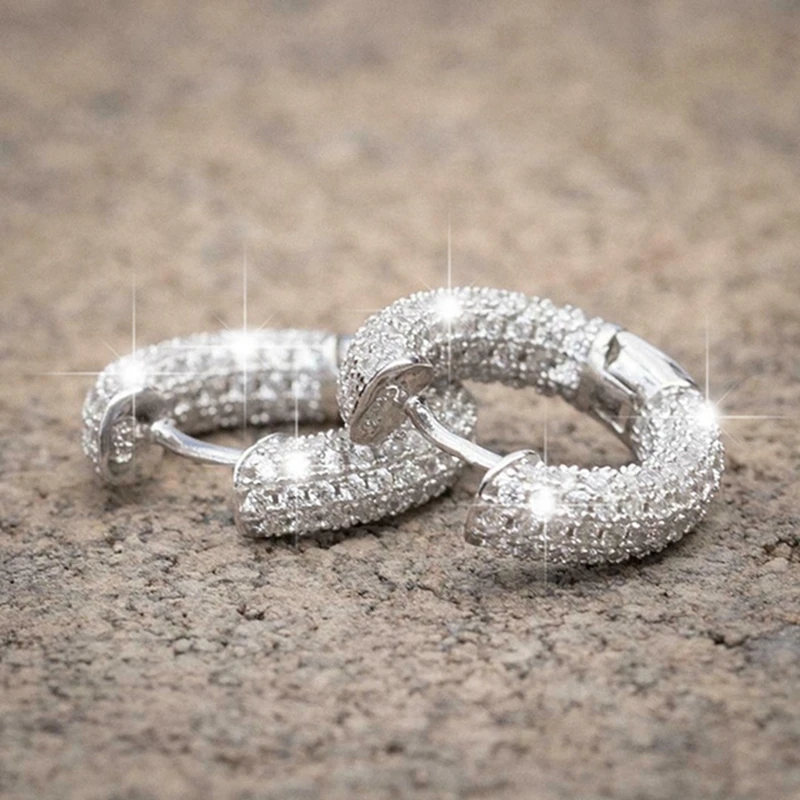 Punk Men Women Circle Hoop Earrings Shiny White Zircon Simple Daily Wear Small Earrings Wedding Party Fashion Jewelry Gifts Punk Men Women Circle Hoop Earrings Shiny White Zircon Simple Daily Wear Small Earrings Wedding Party Fashion Jewelry Gifts