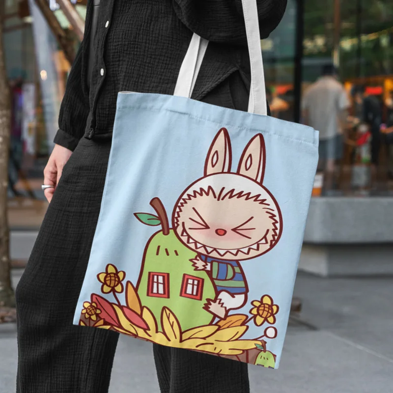 Hot 19 Styles Labubu Canvas Storage Bag Female Cute Cartoon Shopping HandBag Casual Student Shoulder Bag Hot 19 Styles Labubu Canvas Storage Bag Female Cute Cartoon Shopping HandBag Casual Student Shoulder Bag