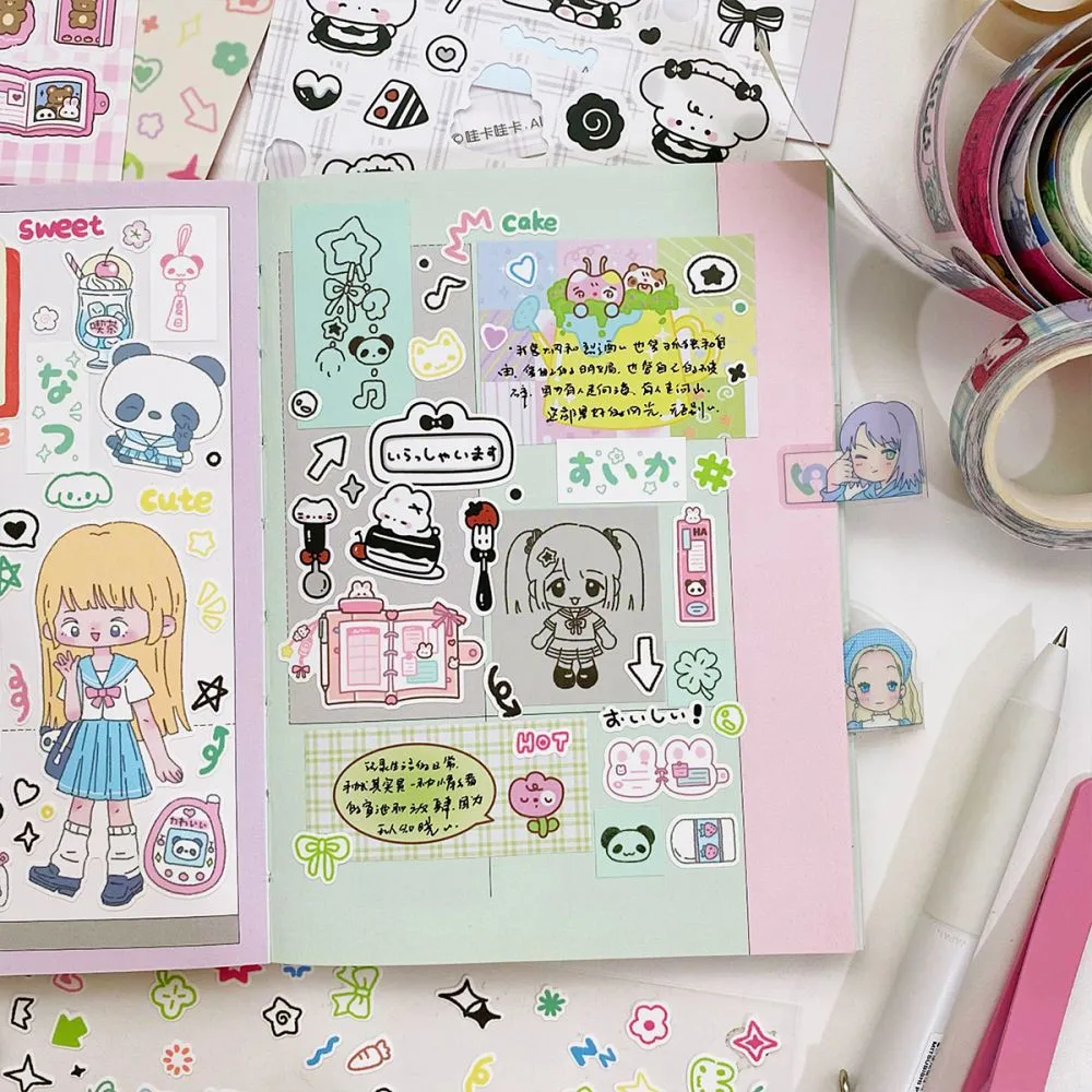 1Pc Kawaii Scrapbook Animal Deco Stickers Stationary Decorative Stickers for Arts Diy Journal Planner Phone Decal Stick
