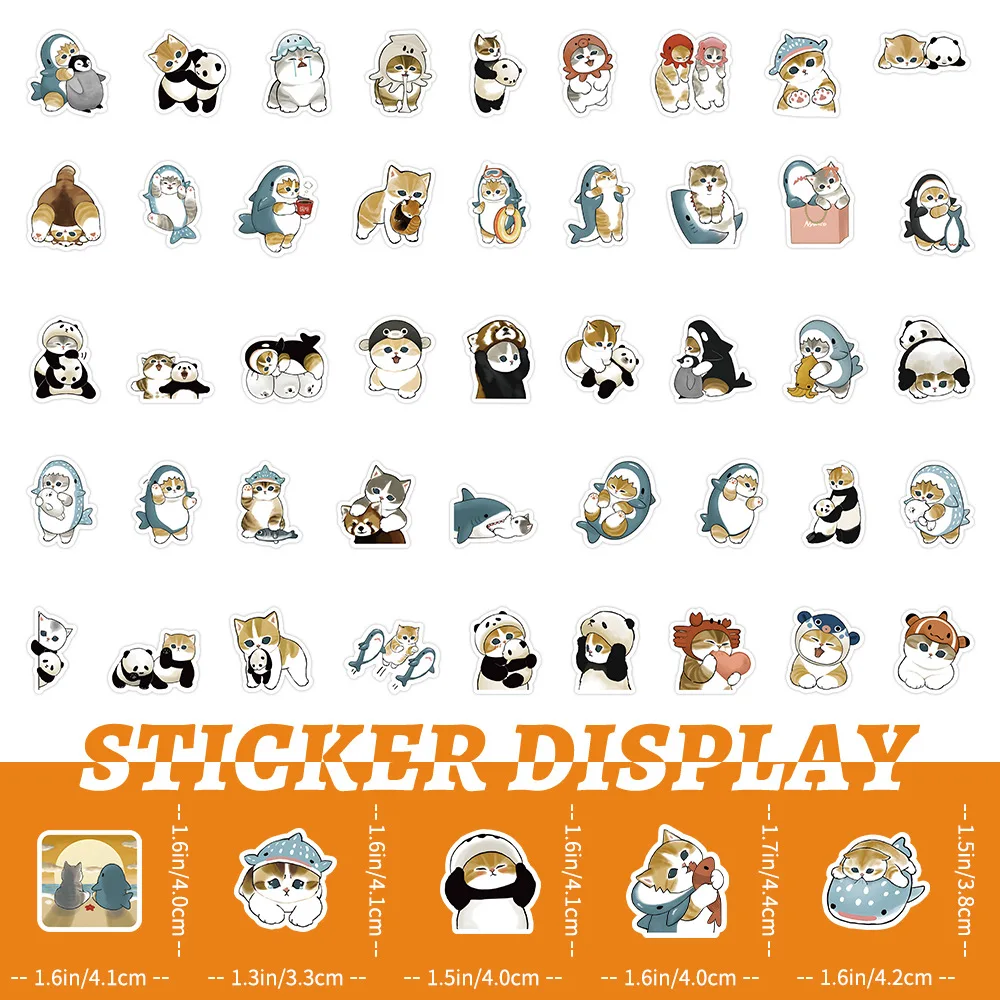 100pcs/Set Shark Cat Sticker Decoration Luggage Phone Case Water Cup Scrapbook Waterproof Decal Stickers Toy 100pcs/Set Shark Cat Sticker Decoration Luggage Phone Case Water Cup Scrapbook Waterproof Decal Stickers Toy