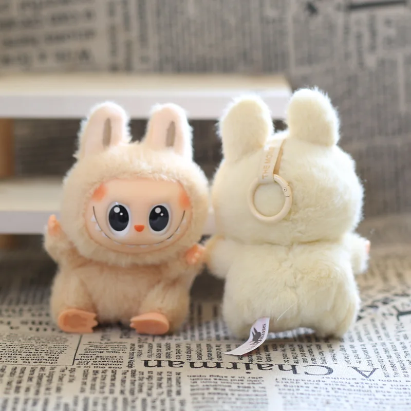 15cm Labubu Plush Keychain Cartoon Three-dimensional Enamel Doll Students Schoolbag Pendant Car Key Chain Gifts for Children