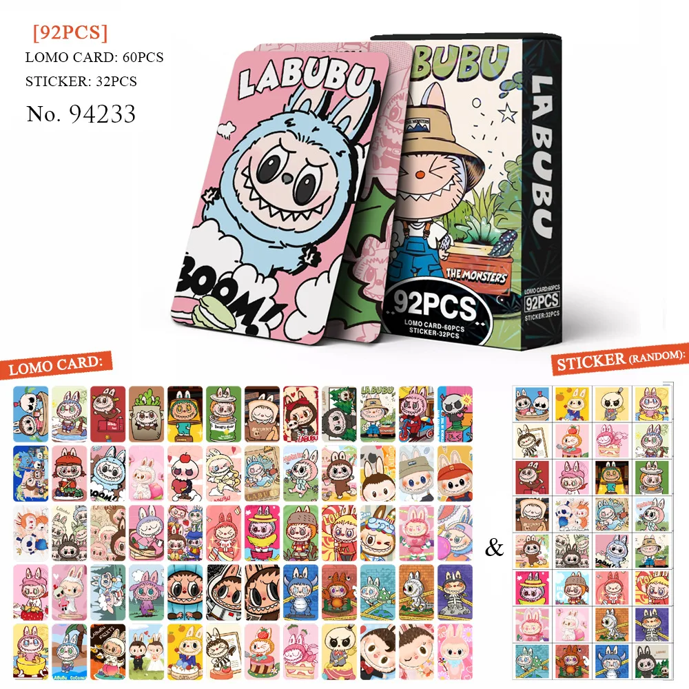 92PCS Labubu Cute Monster Cartoon Photo Card Stickers Pack Anime Accessories 92PCS Labubu Cute Monster Cartoon Photo Card Stickers Pack Anime Accessories