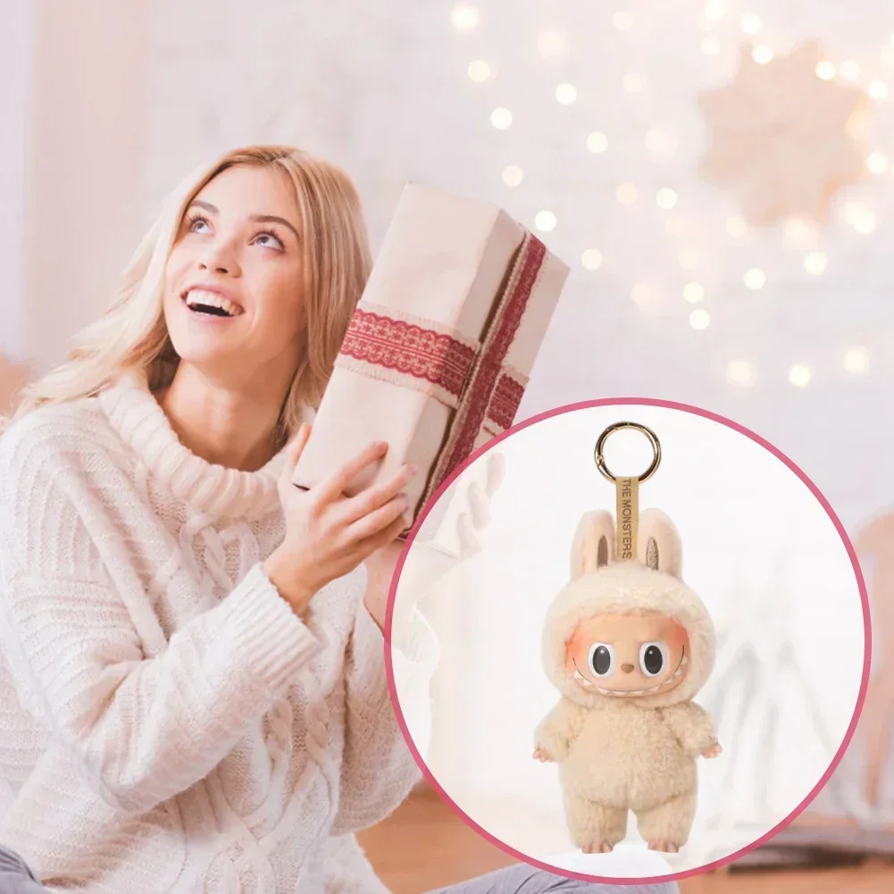 Labubu Monster Doll with Backpack Blind Box Heartbeat Macaron Mokoko Anime Character Guessing Bag Pendant Gift Replica