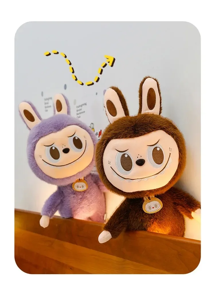 2025 Labubu Cartoon Ragdoll Plush Toys Mink Fur Cute Rabbit Ragdoll Accompany Sleep Plush Toy Pillow Children'S Christmas Gift