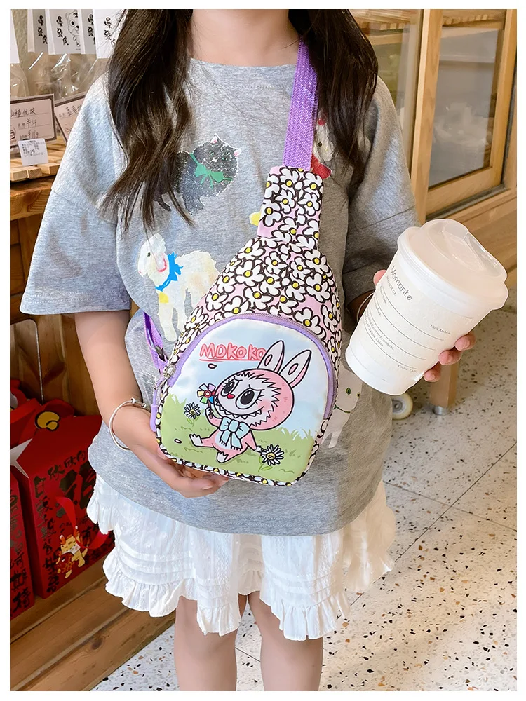2024 Bubble Mart Labubu children's bag chest bag cartoon explosion girl accessories bag tide tide slimbopher bag 2024 Bubble Mart Labubu children's bag chest bag cartoon explosion girl accessories bag tide tide slimbopher bag