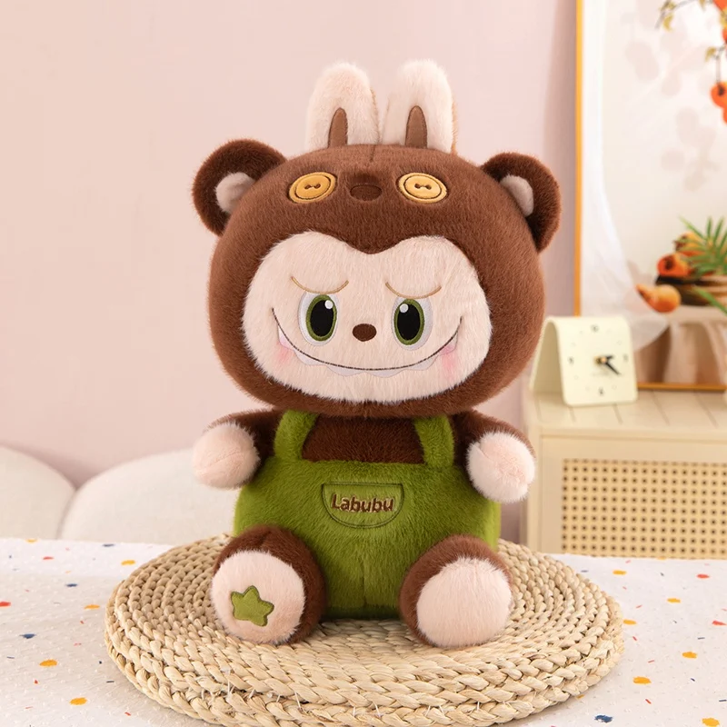 Original Popmart Labubu Braces Plush Toy Kawaii Stuffed Doll 3 Sizes Animal Cute Labubu Cartoon Pillow Home Decor Birthday Gifts