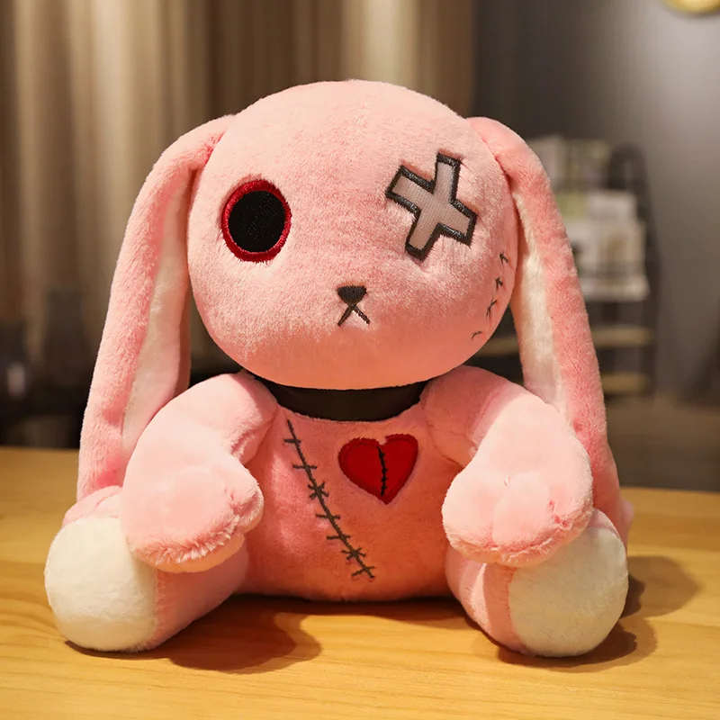 1pc Creepy Goth Bunny Plush Crazy Rabbit Plushie Toys, Spooky Gothic Bunny Stuffed Animal Cute Horror Dreadful Bunny Doll, For H 1pc Creepy Goth Bunny Plush Crazy Rabbit Plushie Toys, Spooky Gothic Bunny Stuffed Animal Cute Horror Dreadful Bunny Doll, For H