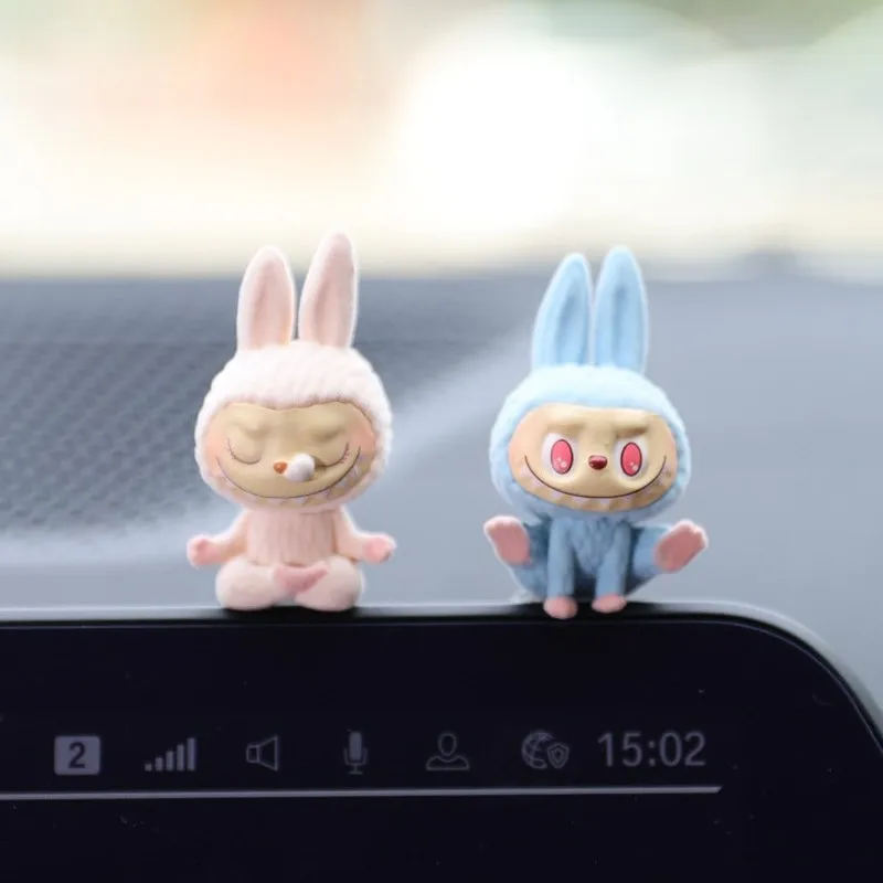 Labubu Car Dashboard Display Toy Blind Box Automotive Interior Decoration Cartoon Yoga Series Center Console Ornament