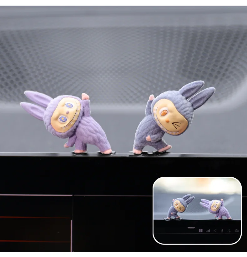 Labubu Car Dashboard Display Toy Blind Box Automotive Interior Decoration Cartoon Yoga Series Center Console Ornament